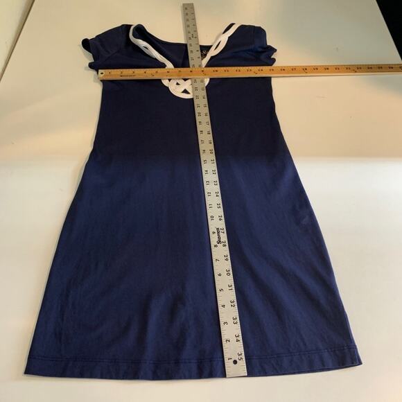 Lilly Pulitzer Dress Womens XS Extra Small Navy White Pima Cotton Rope Detail - Picture 7 of 13